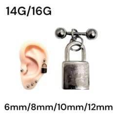 シンプル　南京錠　軟骨ピアス　ストレートバーベル　ボディピアス