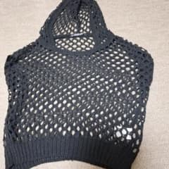 フード付き メッシュ ノースリーブ ニットのサムネイル