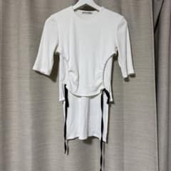 AKIKO AOKI ホワイトリブ半袖Tシャツ