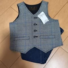 チェック柄ベストとデニムパンツセットのサムネイル