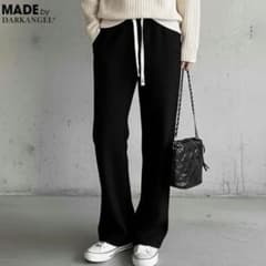 ブラック ワイドパンツ 裏起毛のサムネイル