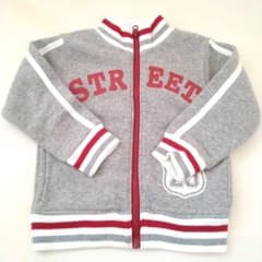 キッズ ジップアップパーカー グレー レッド
