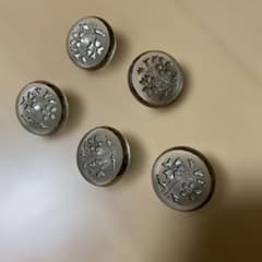 ドイツ花柄 デザインガラスボタン 5個セット - 5