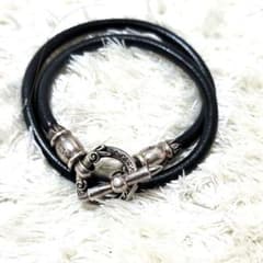美品 アルテミスクラシック 2連 ブレスレット チョーカー レザー SV925 美品 アルテミスクラシック 2連 ブレスレット チョーカー レザー SV925