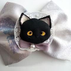黒猫モチーフ バレッタ ハンドメイドのサムネイル