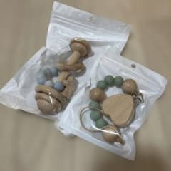 木製おもちゃ ラトル おしゃぶりホルダー2点セットのサムネイル
