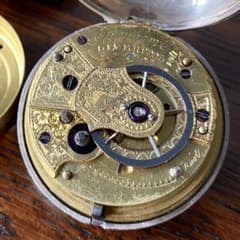 1817年 英国製 ハイグレード バージウォッチ 銀無垢ペアケース 鎖引き 