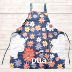 エプロン 北欧風 花柄 ダークグレー 防水 汚れにくい シワ防止 料理