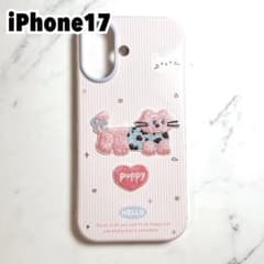 iPhone 17猫刺繍ケース ピンク 新品のサムネイル