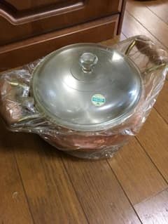 長期保管 新品 ガラス蓋つき銅鍋のサムネイル