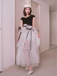 ボリュームティアードリボンロングワンピース snidel rienda ZARA ボリュームティアードリボンロングワンピース snidel rienda ZARA