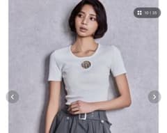 GYDA bijou MOLDラメニットトップス 半袖 トップス　オフホワイトのサムネイル