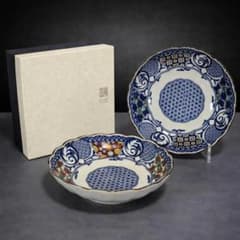 美濃焼 青白 和柄 深皿セット 盛鉢 和食器 レトロモダン 日本製のサムネイル