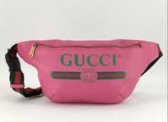 GUCCI ウエスト ボディバッグ ピンク レザー GGロゴ レディース 希少