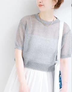 B.C STOCK シアー　半袖 ニット グレーのサムネイル