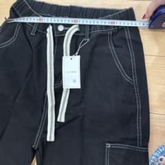 LZYHHR カーゴパンツ デニム ブラック XXL レディース　大きいサイズのサムネイル
