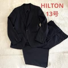 【大きいサイズ】HILTON パンツスーツ チェック 黒系 13 LiberO HILTON 大きいサイズパンツスーツ黒 シャドーストライプ 13号 洗える