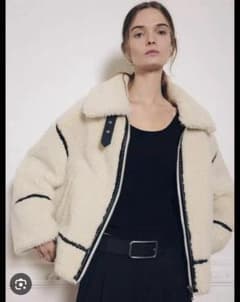ZARA ザラ　ボアジャケット ボアムートンジャケット　アイボリーのサムネイル