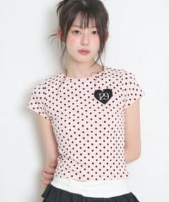 新品未使用 ILLIGO 129ドットフィッテッドTシャツ ピンクドットのサムネイル