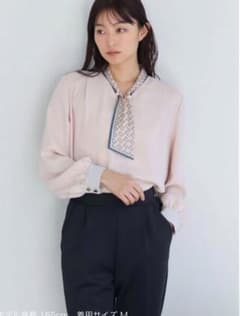 TONAL トーナル スカーフタイパールブラウス ベビーピンク Mサイズ 