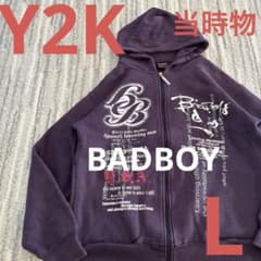 【希少】00s BAD BOY アーカイブ ジップパーカー Y2K 紫 L
