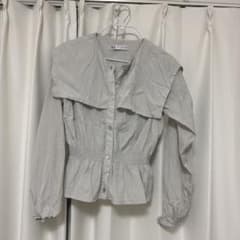 ZARA ビッグカラー 長袖 ブラウス グレーのサムネイル