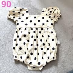 ドット柄フリル袖ロンパース 90サイズ