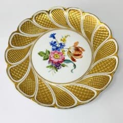 ★マイセン★1級品 プレート 花柄 ゴールドグランツ バラ 23cm レリーフ ☆マイセン☆1級品 プレート 花柄 ゴールドグランツ バラ 23cm
