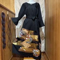NO 126 着物リメイクワンピース　黒留袖リメイクワンピース　　専用です NO 126 着物リメイクワンピース 黒留袖リメイクワンピース 専用です