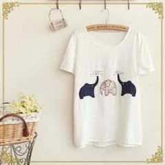 新品 象ちゃん刺繍Tシャツのサムネイル