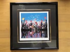 藤城清治「花と少女」リトグラフ 214/500 サイン有り - メルカリ