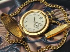 オリエント製 DAKS 懐中時計 ハンターケース 日本製 クォーツ 美品 