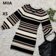 Thumbnail of 【新品】MIIA ミーア　ボーダーニットワンピース ミニタイトフィット　XS