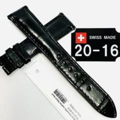 6031#20mm-16mmブラック★本物クロコダイルレザーベルト★スイス製 6019#20mm-16mmブラック☆レザーベルト☆クロコダイルスイス製 - メルカリ