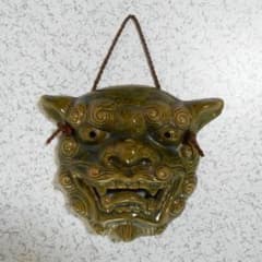 シーサー 壁掛け お面 琉球 魔除け 獅子 狛犬 陶器製 沖縄 - メルカリ