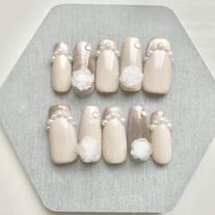 【人気商品】ネイルチップ現品オーダー フレンチガーリー フラワー マグネットのサムネイル