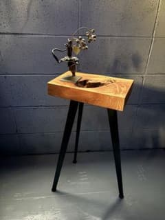 Re:ens 欅無垢一枚板 × Iron Side Table ｜花台・飾り台 - メルカリ