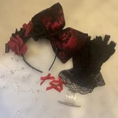 体育祭　盛り髪セット　赤のサムネイル