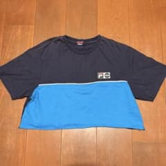 FILA 短丈Tシャツ 古着リメイク 青 海外ガール ピチTのサムネイル