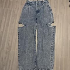 サイドカットアウト ケミカルウォッシュ デニムパンツのサムネイル