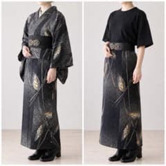 和洋折衷コーデ 木綿 注染浴衣 リメイク ツーピース仕立て M〜L