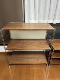 無印良品　ステンレスユニットシェルフ　ウォールナット棚板3枚　棚間4段　パネル付のサムネイル