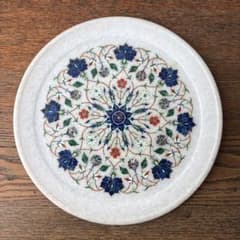 アグラ タージマハル 大理石 石象嵌 プレート 唐草模様 伝統工芸 インド アグラ タージマハル 大理石 石象嵌 プレート 唐草模様 伝統工芸