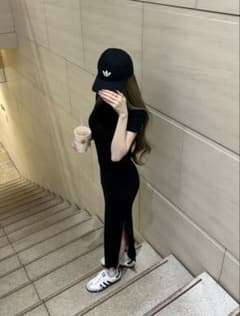 Raffian サイドスリットマキシワンピース BLACKのサムネイル