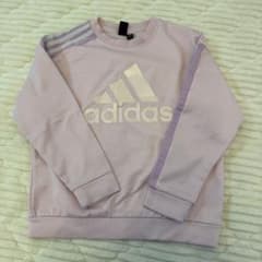adidas キッズ トレーナー 140 ピンク 裏起毛 ロゴ スウェットのサムネイル