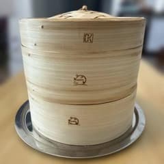 竹製２段せいろ 蒸し器 直径18cm　ステンレス蒸し台付きのサムネイル