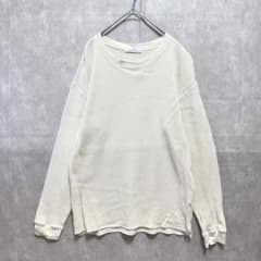 【グリーンレーベルリラクシング】 ワッフル サーマル カットソー 長袖 白 S
