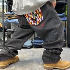 COOGI クージー　豪華刺繍　極太ヒップホップ　デニムパンツのサムネイル