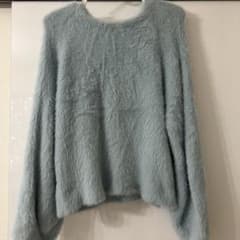 AZUL by moussy シャギーニット 長袖 ライトブルー Sのサムネイル