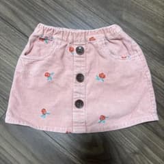 moujonjon コーデュロイ スカート 90cm 花柄刺繍のサムネイル